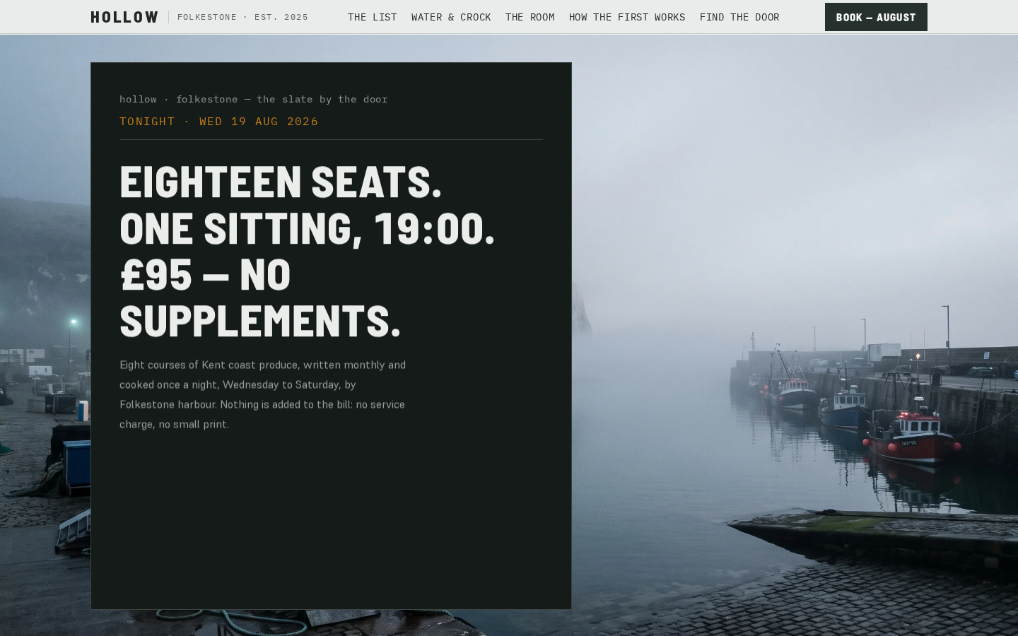 Hollow home page on a desktop screen